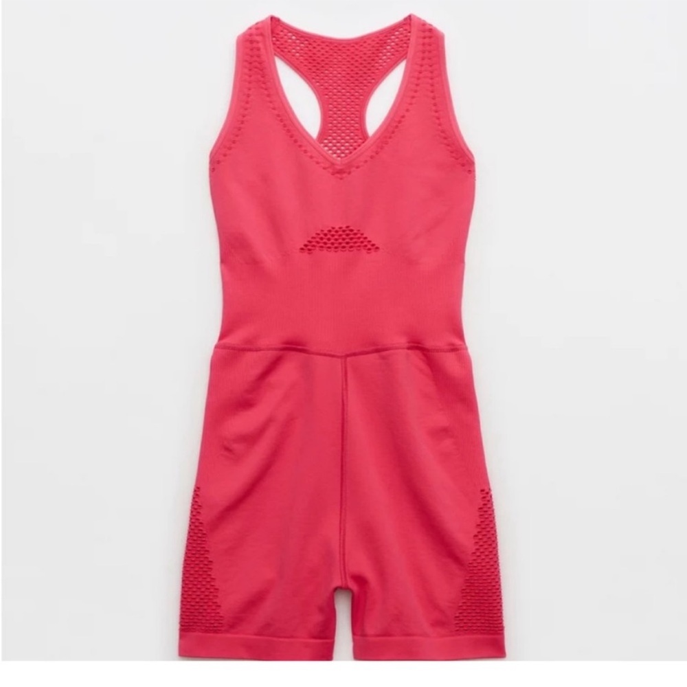 aerie Pink Racerback Knit Romper